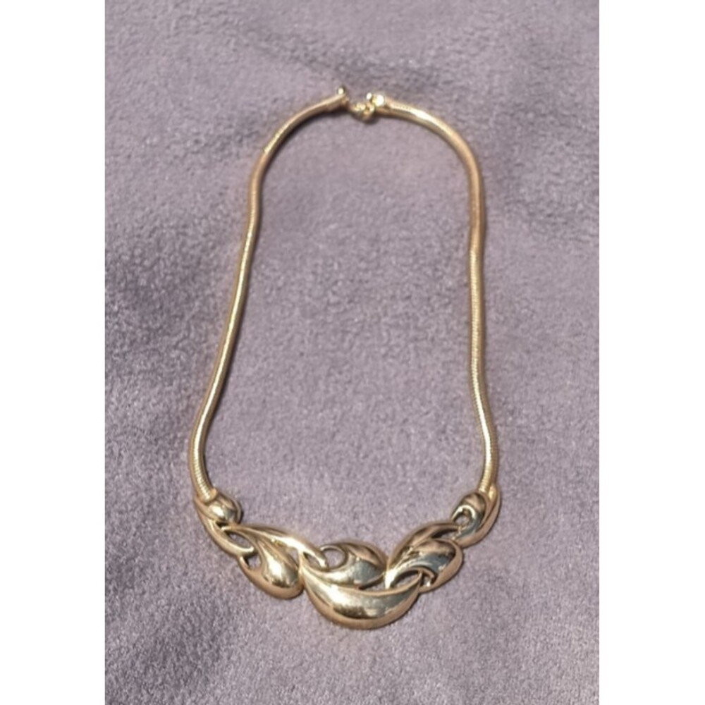 Vtg Trifari Kunio Matsumoto Modernist Gold Tone Swirl Pendant Necklace Signed - Picture 3 of 6
